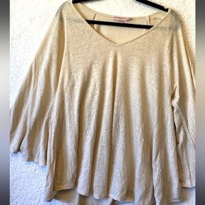 Calypso St. Barth Cream V-Neck Linen Tunic